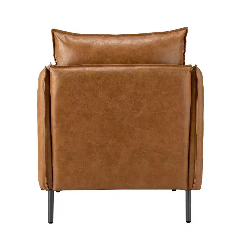 Ensemble de 2 fauteuils de salon en cuir végétalien avec pieds en métal