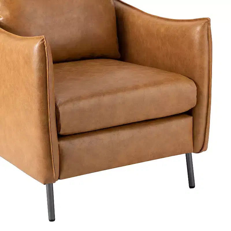 Ensemble de 2 fauteuils de salon en cuir végétalien avec pieds en métal