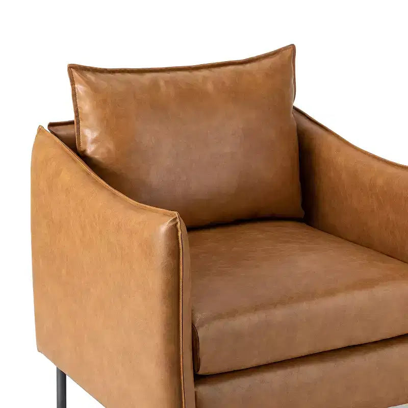 Ensemble de 2 fauteuils de salon en cuir végétalien avec pieds en métal