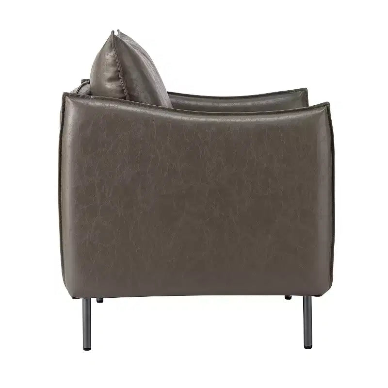 Ensemble de 2 fauteuils de salon en cuir végétalien avec pieds en métal