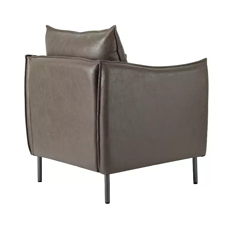 Ensemble de 2 fauteuils de salon en cuir végétalien avec pieds en métal