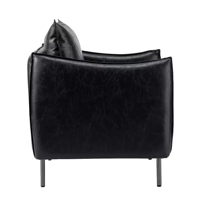 Ensemble de 2 fauteuils de salon en cuir végétalien avec pieds en métal