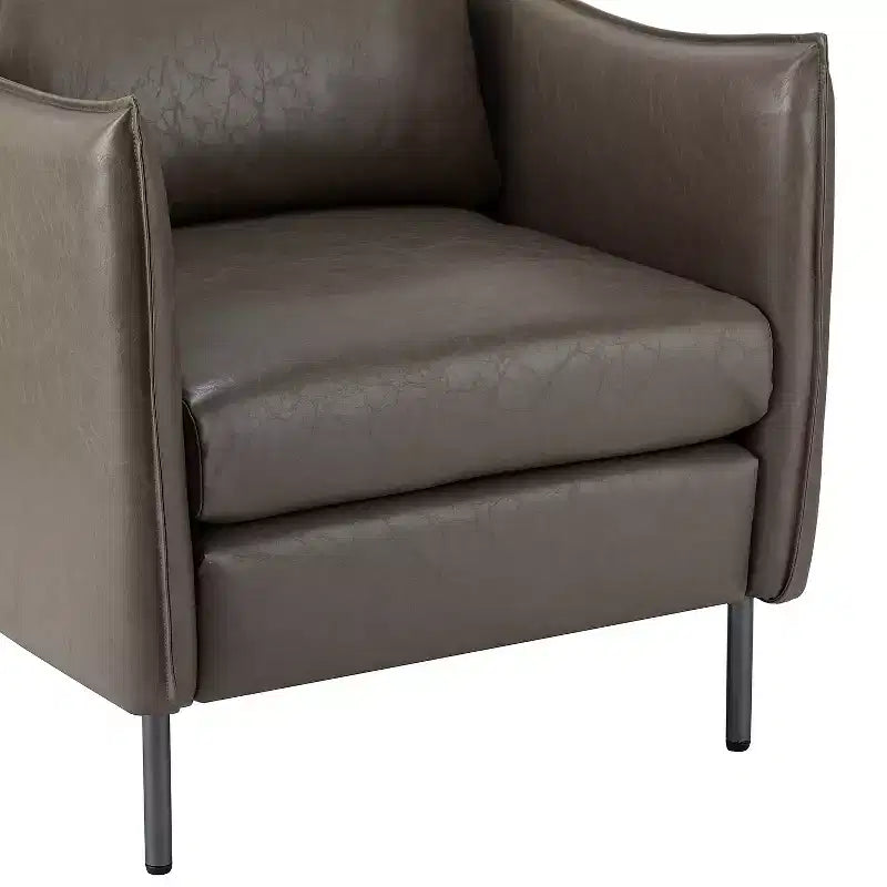 Ensemble de 2 fauteuils de salon en cuir végétalien avec pieds en métal