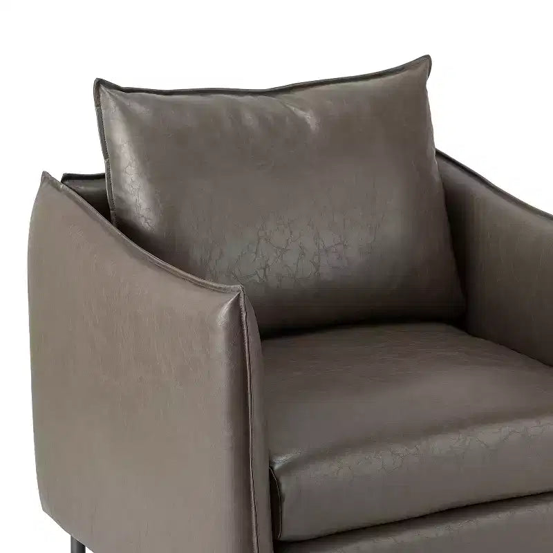 Ensemble de 2 fauteuils de salon en cuir végétalien avec pieds en métal