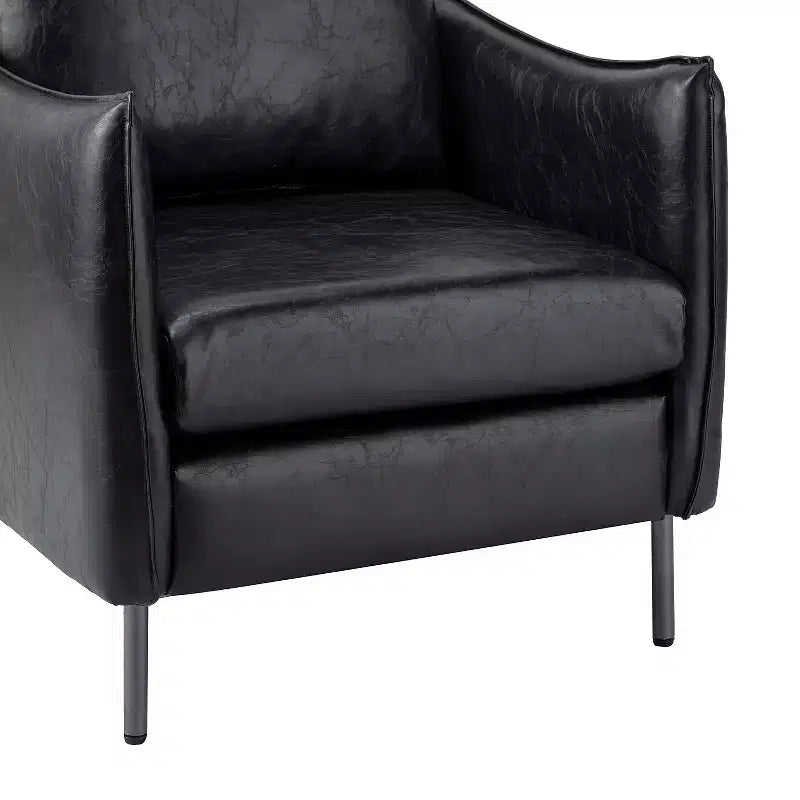 Ensemble de 2 fauteuils de salon en cuir végétalien avec pieds en métal