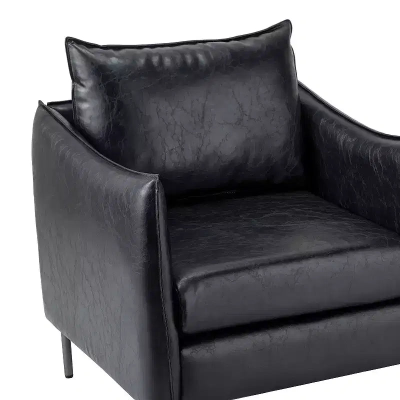 Ensemble de 2 fauteuils de salon en cuir végétalien avec pieds en métal