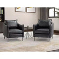 Ensemble de 2 fauteuils de salon en cuir végétalien avec pieds en métal
