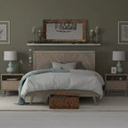 Wooden Platform Bed Frame with Chevron Headboard - eLuxury
